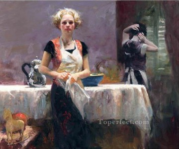 Evening Art - In the Late Evening lady painter Pino Daeni